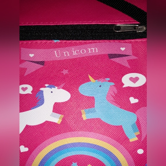 Crossbody Bag Adjustable Strap 4.75" X 6" Unicorn print Zip Close NEW - Picture 9 of 15